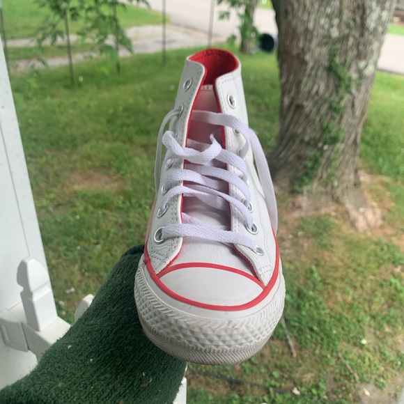 White and Red Leather Converse - Picture 4 of 11